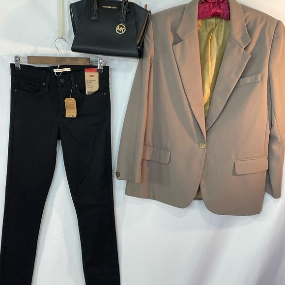 Vintage Orvis Women’s 16 Single Button Tan Blazer USA Oversized Boyfriend Career - Picture 4 of 16